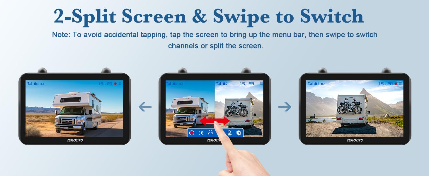 VEKOOTO VK7 Magnetic Solar Wireless Backup Camera 7'' IPS Touchscreen Monitor HD1080P No Wiring Rechargeable Camera for RV Trailer Camper Car Blind Spot Truck Automotive Backup Camera for Truck IP69 Waterproof IR Night Vision Christmas gifts farm