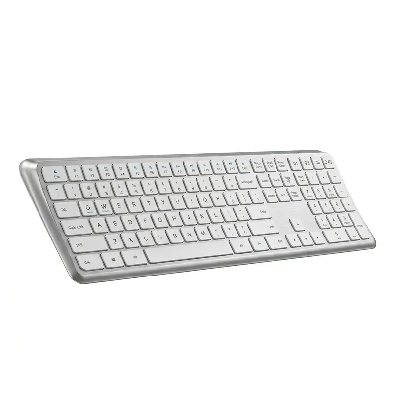 Ergonomic Wireless Keyboard, Dual Mode Full Size, Rechargeable Bluetooth-compatible, Curved Design, Numeric Keypad, Desktop Computer Compatible, Ergonomic Keyboards