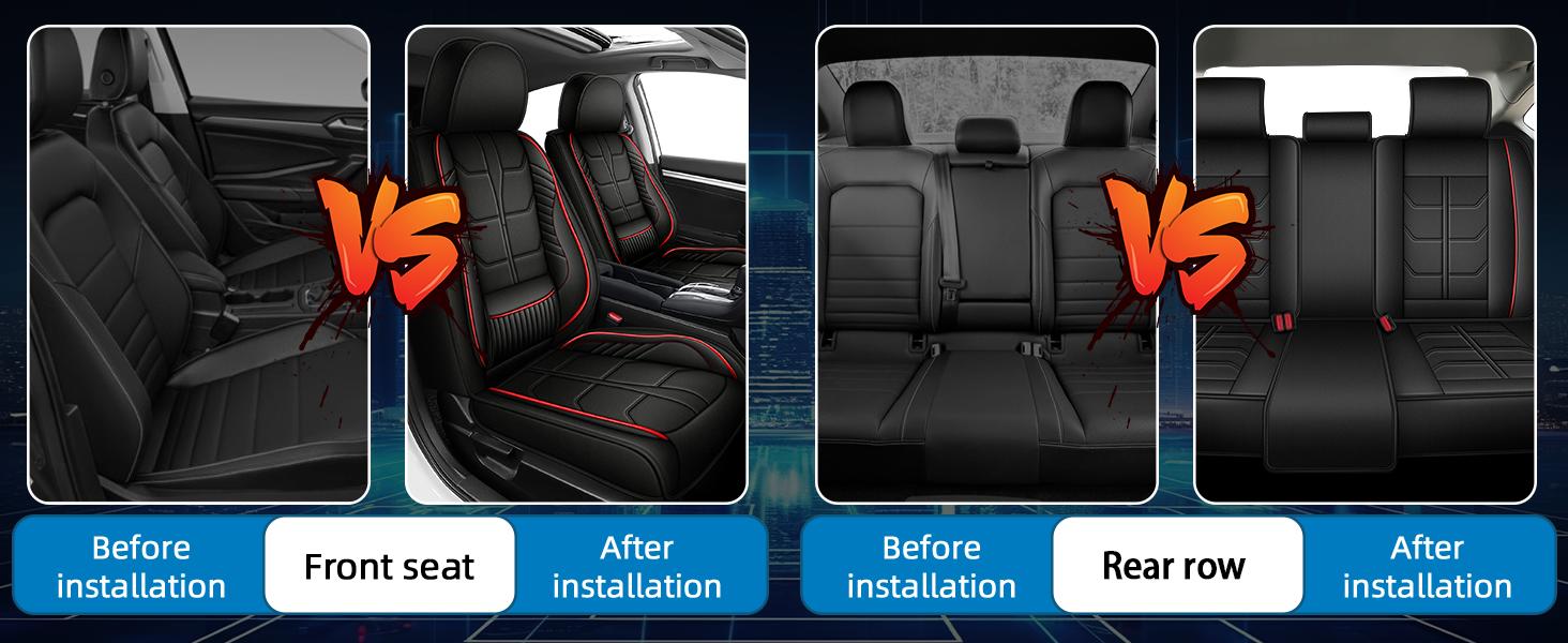 Leather Seat Covers for Honda CR-V/CRV 2015-2026 - Full Set with Lumbar Support | Waterproof, Easy to Install, Stain-Resistant Car Seat Protector