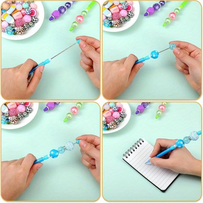 8pcs Rainbow DIY Beaded Pencils, Automatic Core Replacement No Sharpening, Drawing Writing Tool, Perfect Gift for Holidays Parties