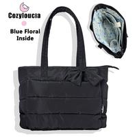 D-Black - Blue Floral -Bow