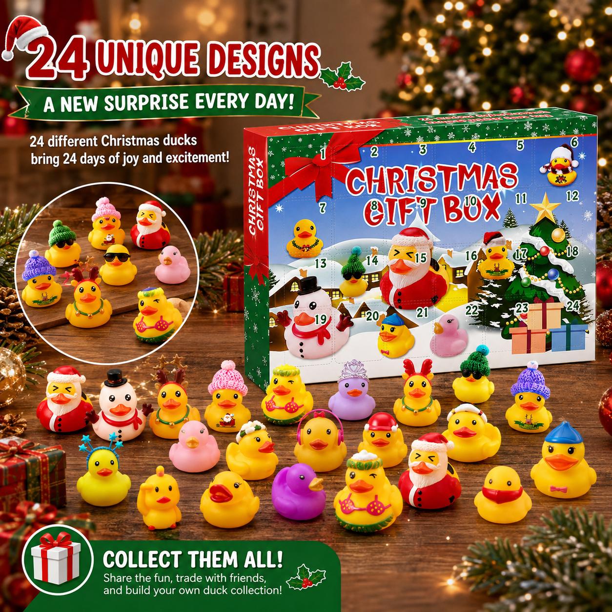 24-Day Christmas Rubber Duck Advent Calendar Box - TikTok Shop