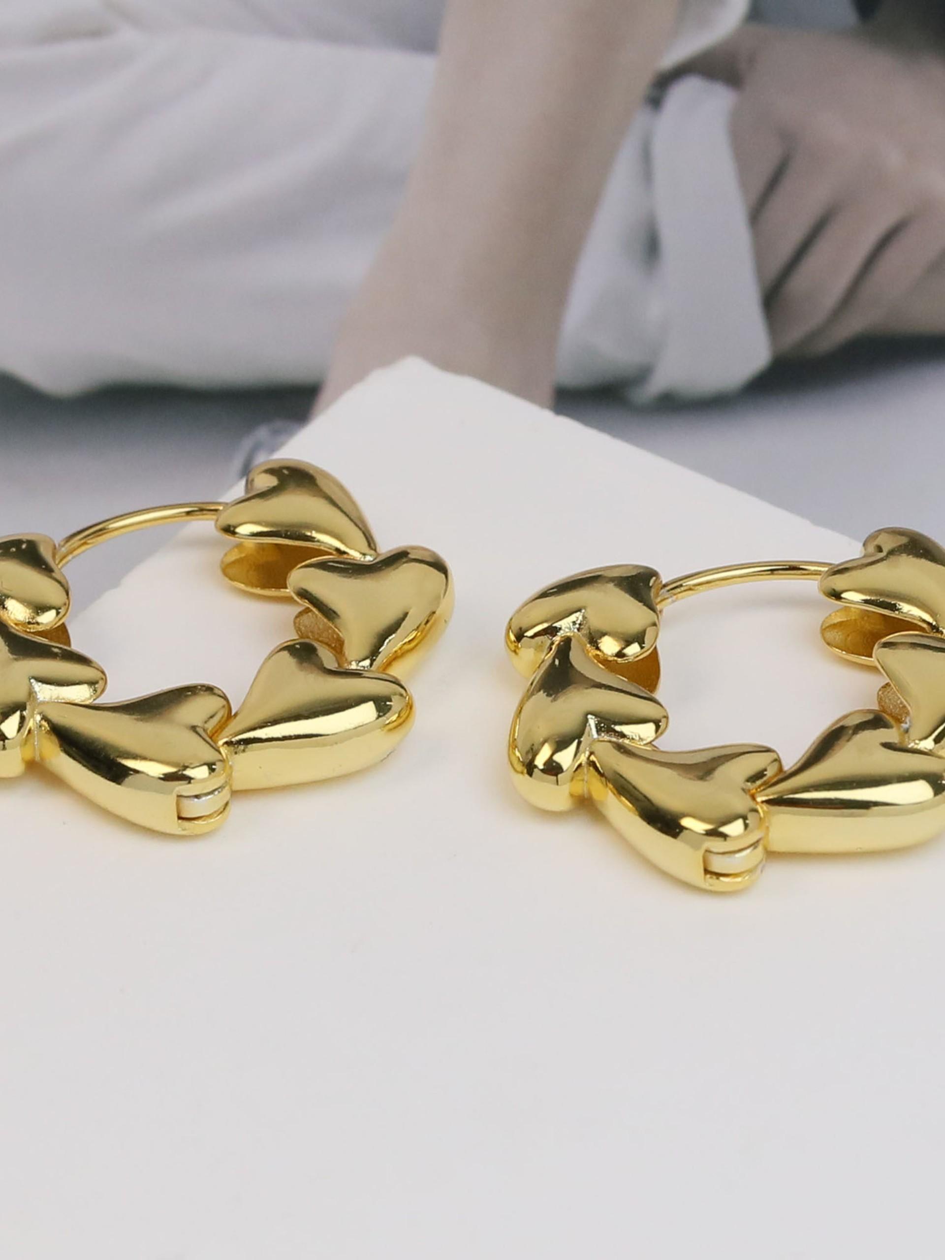 18k Gold Plated Heart Earrings for Women, Fashion Statement Jewelry, Summer Vacation Accessory, Perfect Gift for Valentine's Day and Birthday