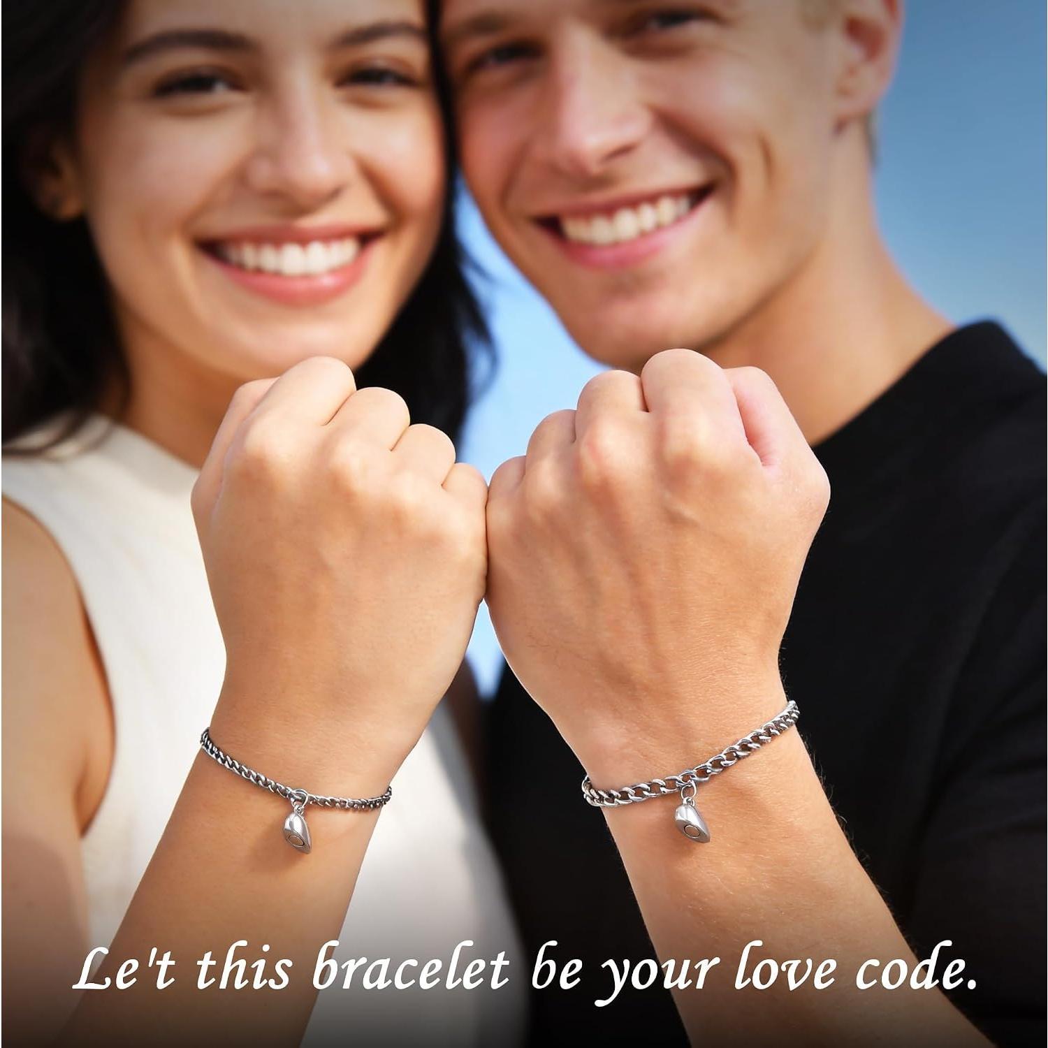 Permanent Couples Matching Bracelets Kit - DIY Bracelet Set Cuban Adjustable Link Bracelets Gifts for Boyfriend, Valentines Day Gifts for Him Her Matching Bracelets    for Anniversary Birthday