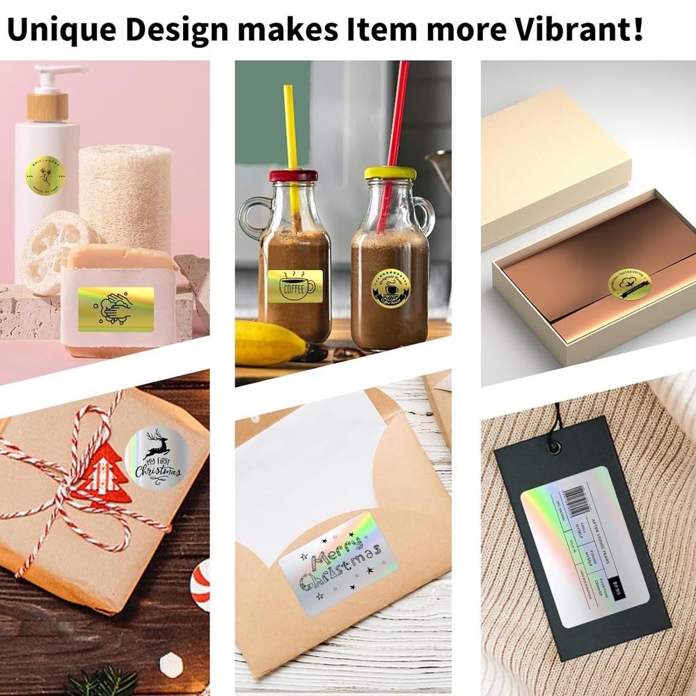 230 Round Thermal Labels Roll, 50x30mm Sticky Holographic Paper Compatible with Phomemo M110/m200/m220 Printers, Ideal for Holiday Greetings