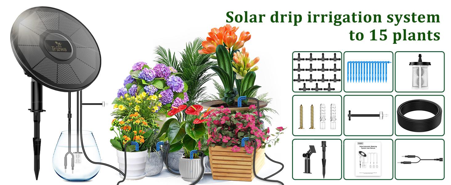 2025 Latest Solar Irrigation System for Garden Watering System,Drip Irrigation Kit for Potted Plants,Supported Automatic Watering System for The Garden Bed,The Garden Grow Bag,The Balcony and The Green House