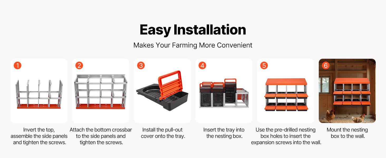 VEVOR 2 Tiers Chicken Nesting Boxes, 8 Compartments, Metal Egg Laying Boxes with Protective Collection Lids, Roll Out Nesting Box, Easy to Assemble, Ideal for Hens, Ducks, Chickens, and Other Poultry