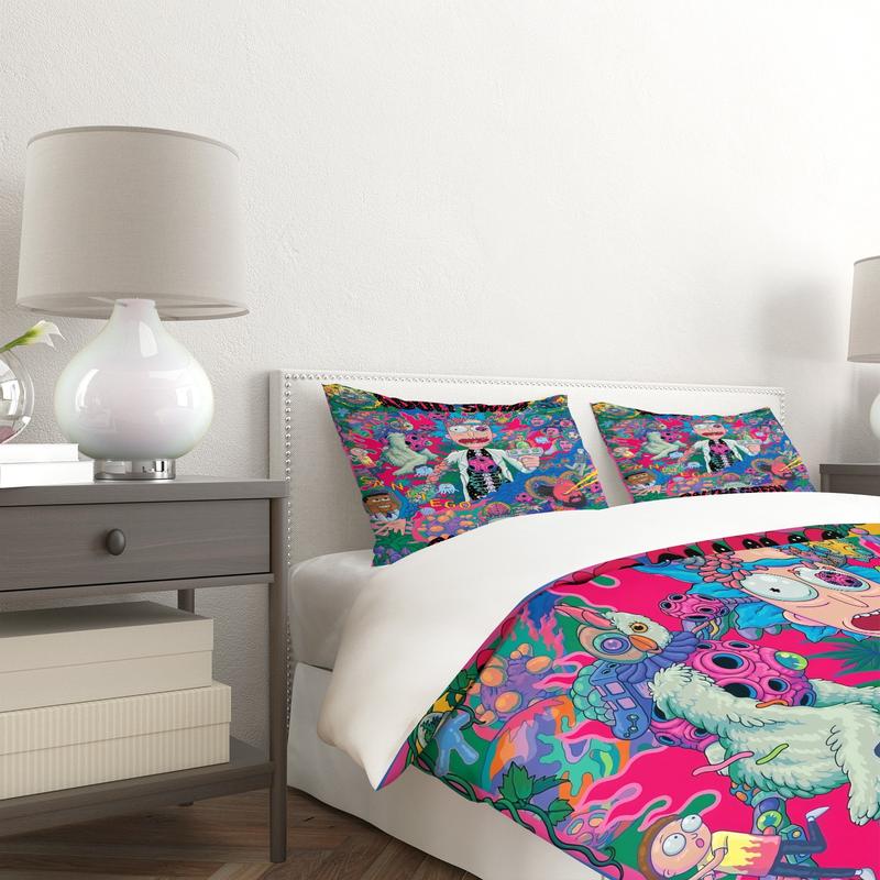 Rick And Morty Pattern Printed Soft And Durable Duvet Cover Set, Including 1 Duvet Cover And 1 Or 2 Pillowcases, Bedding Set Without a Core And Pillow, Suitable For Family Bedrooms And Dormitories, a Very Innovative Gift