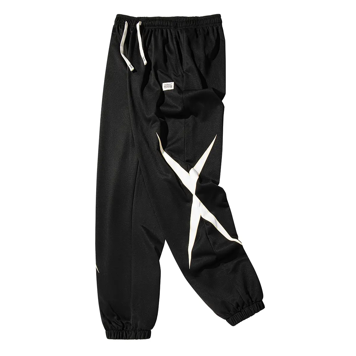 Trendy Star Geometric Print Jogger Sweatpants Men Elastic Drawstring Waistband Unique Leg Graphic Design Mini Patch Label Ornament Elastic Ankle Cuffs Relaxed Silhouette Soft Sweat‑Wear Material For Street Casual Outfits