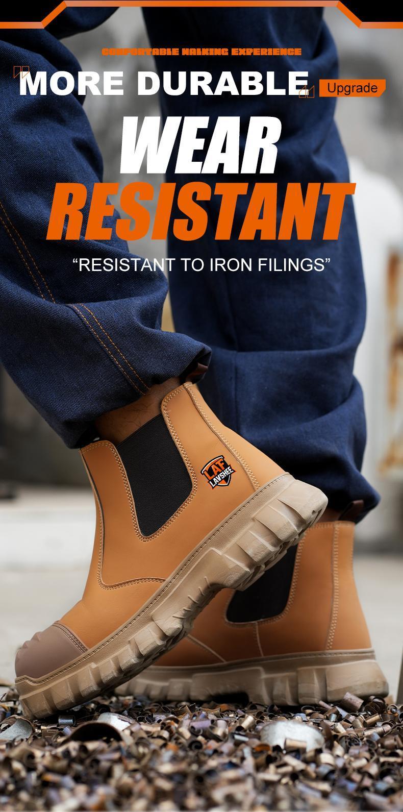 Brown Steel Toe Safety Shoes Unisex, Lightweight Anti Slip Work Shoes, Splash Resistant, Smash Proof and Puncture Proof for Kitchen, Restaurant and Food Service Work