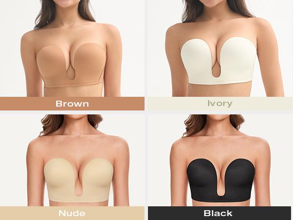 Wingslove Deep Plunge Strapless Bra Multiway Push up Low Cut Wireless Bras For Backless Outfit