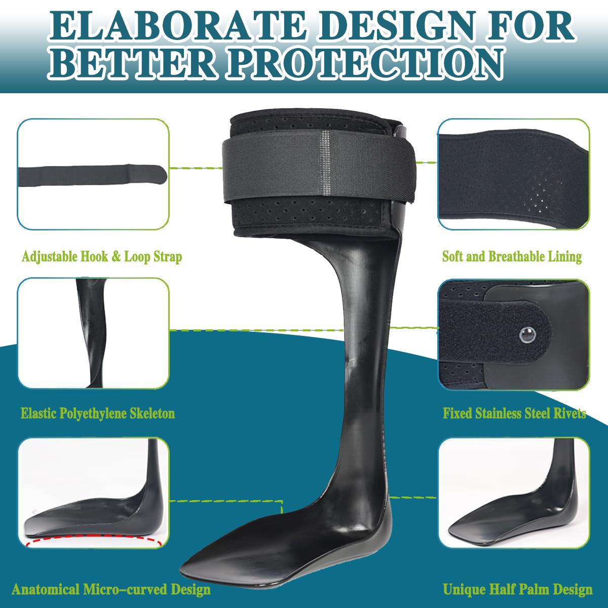 AFO Drop Foot Brace – Lightweight Ankle Foot Orthosis, Stabilizer for Foot Drop & Postural Correction – Men Women Daily Rehab Support