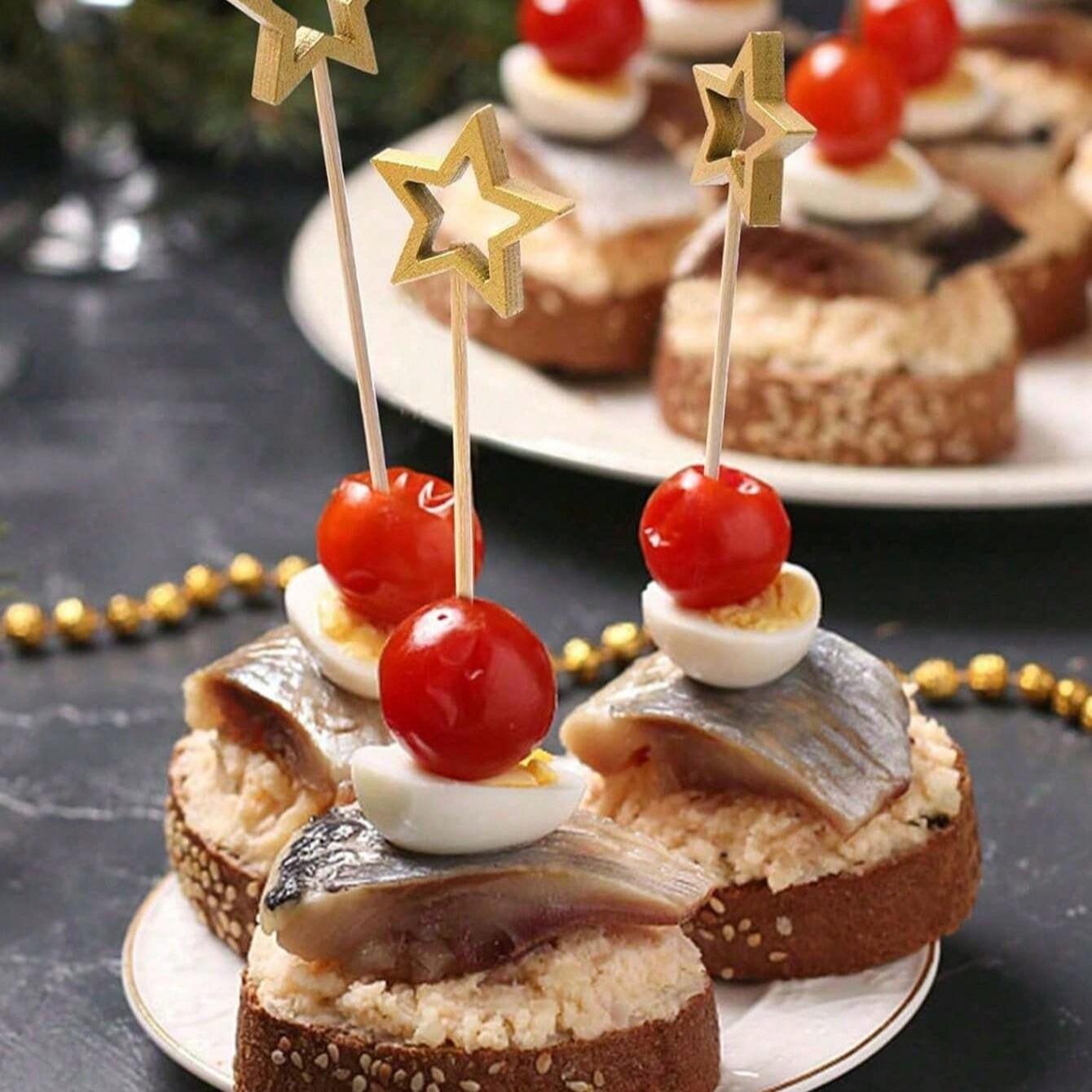 20/50pcs Star Bamboo Skewers, Fruit Decorative Sticks, Cake Decorating Tools, Holiday Party Supplies, Outdoor Camping Essentials