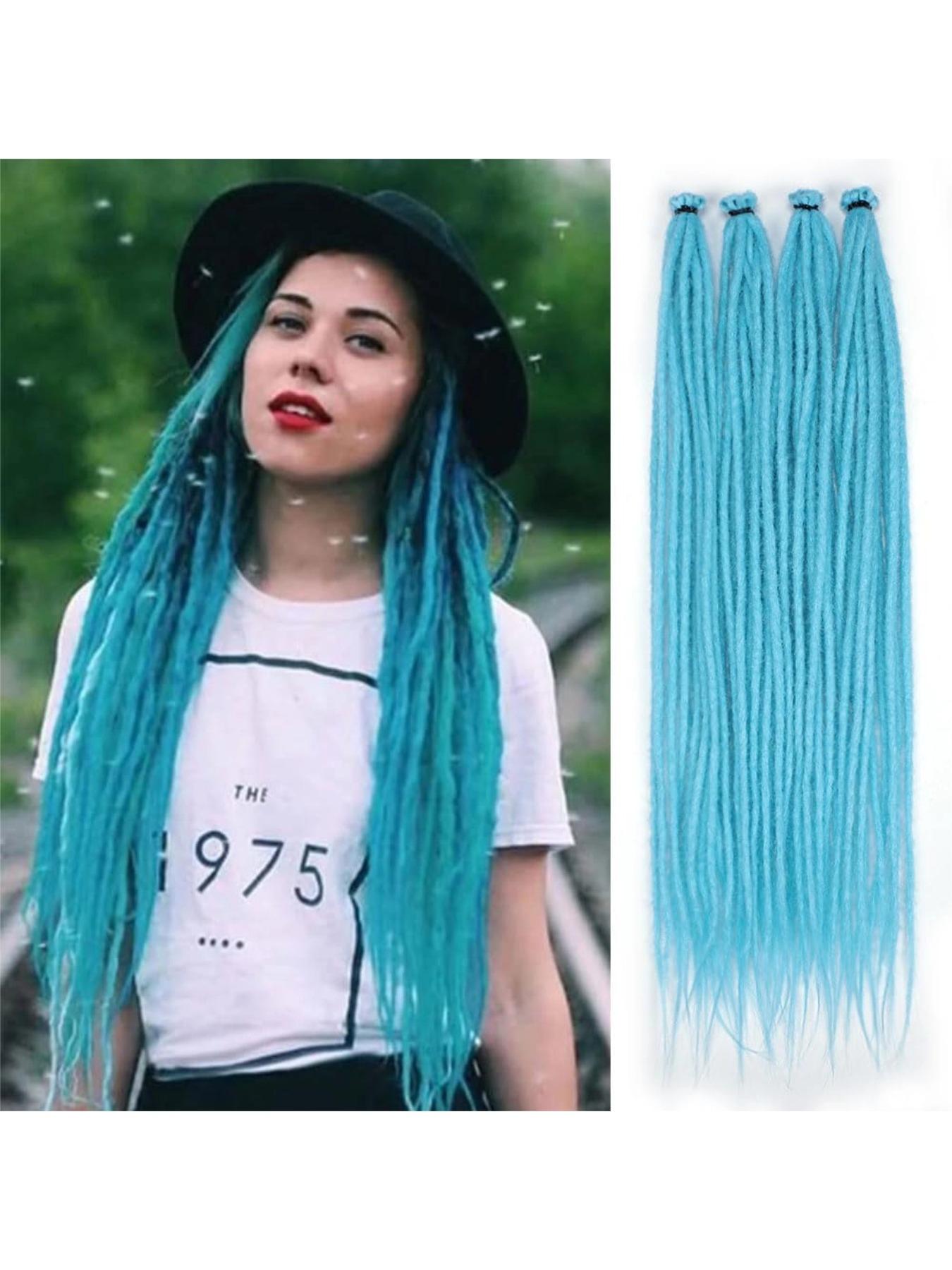 40 pcs Violet Red Dreadlock Extensions, 22" Synthetic Braiding Hair Crochet Dreads Extensions 100% Handmade Single Ended Dreads Thin 0.6cm Width Reggae Style Dreadlock for People