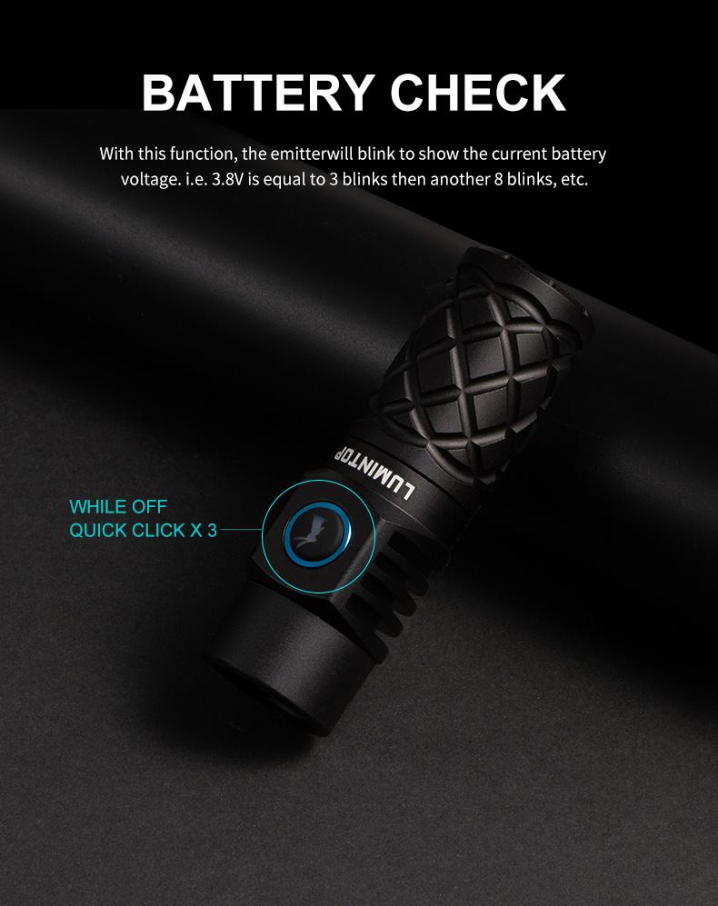 LUMINTOP Thor Mini LEP Flashlight 700 Meter Ultra-Long Range Mini Spotlight Flashlight 18350 Rechargeable Battery Ultra-compact and Lightweight Night Light Ring IPX8 Waterproof LEP Flashlight.