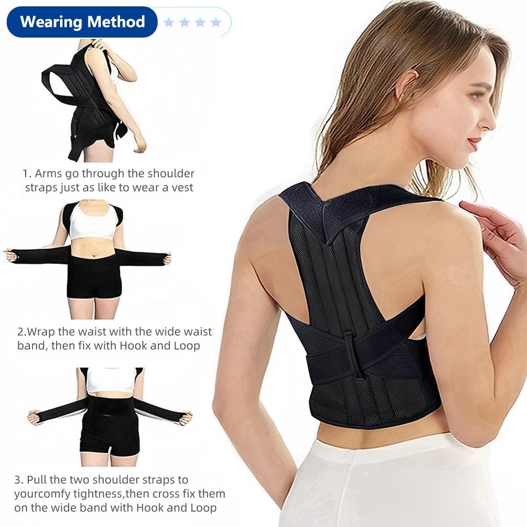 Unisex Adjustable Back Support Strap, Adjustable Back Brace, Upper & Lower Back Support, Improves Posture, Provides Lumbar Support, Ideal for Fitness Activities