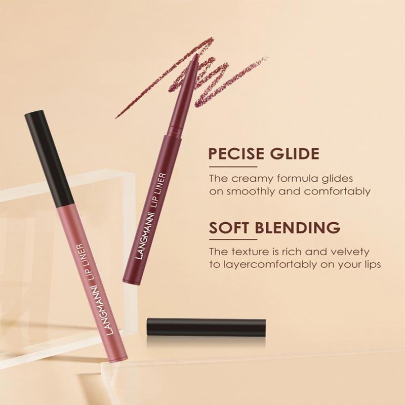 Matte Lipstick & Lip Liner Makeup Set, Liquid Lip Liner, 2 Counts Long Lasting Easy Coloring Lipsticks, Moisturizing Lip Kit, Natural Lip Color, Suitable for All Occasions
