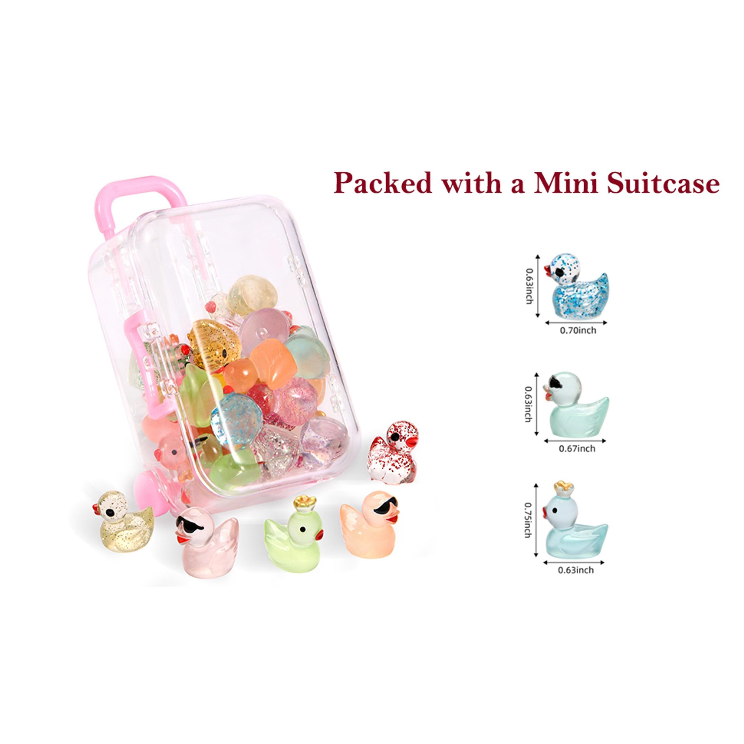 25pcs Mini Ducks Fairy Garden Accessories, 12pcs Glitter & 13pcs Luminous Duck Mini Resin Animals Figures for Garden Decor, Landscape Decor, DIY Craft, Succulents & Home Decoration