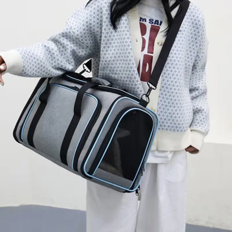 Expandable Pet Travel Case, Puppy Carrier for Cats and Puppies, Foldable Car Transport Luggage, Faa Approved, Soft Shell, 40x25x25cm, Lightweight Design