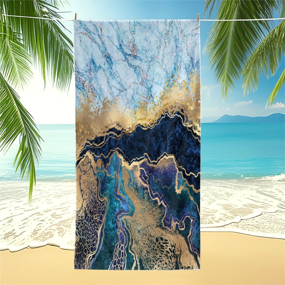 Marble Pattern Art Beach Towel, Luxury Premium Design, Quick Dry Absorbent Soft Skin-friendly, Ideal for Vacation Photoshoot Pool Daily Use