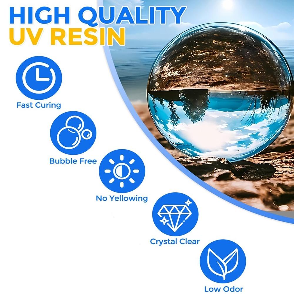 UV Resin Kit, Hard UV Resin, UV Curable Resin, Fast Curing Resin for Jewelry Making, DIY Craft Decoration, Coating, Hard Glue, Low Odor