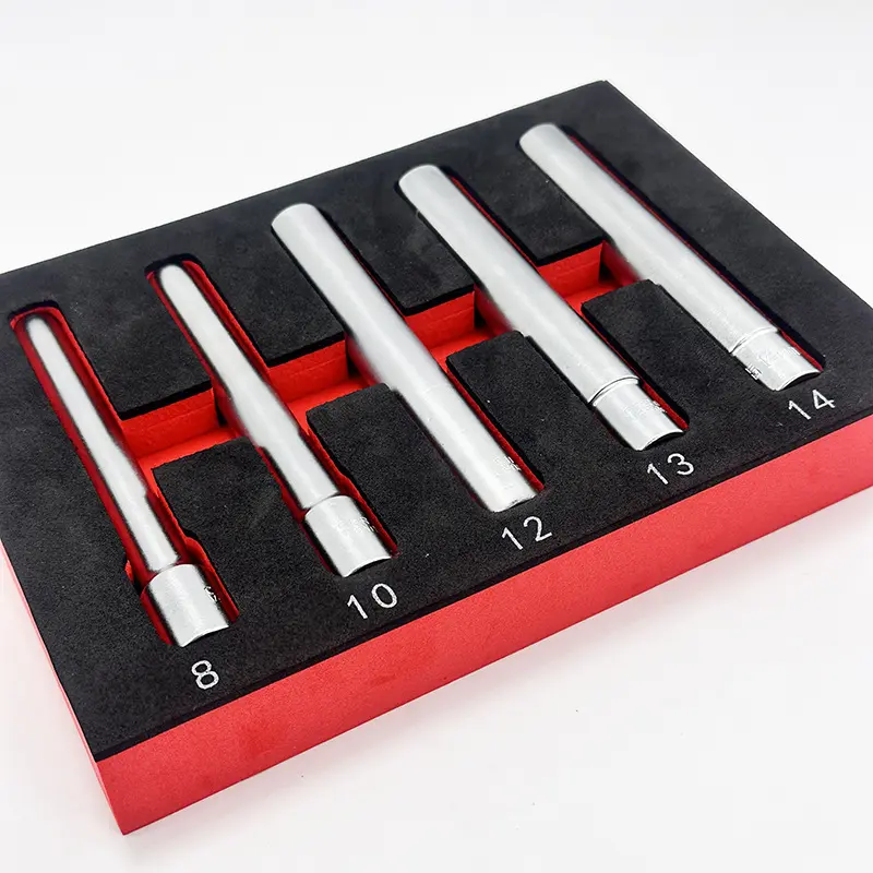 5-piece set of deep-insert hexagonal socket wrenches, Drive Socket Wrenches, 3/8-inch chromium-vanadium steel adapter kit, a durable set of manual tools for car repair, suitable for 8-10-12-13-14 millimeters.
