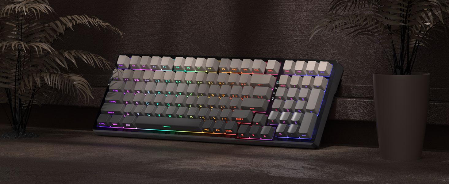 MAGEGEE Light100 Wireless Creamy Ergonomic Keyboard, 96% Gasket Hot Swappable Mechanical Keyboard, 3Connection Modes, RGB Backlit Gaming Keyboard for Win/Mac/PC, Tech Gadgets, Mechanical Keyboards