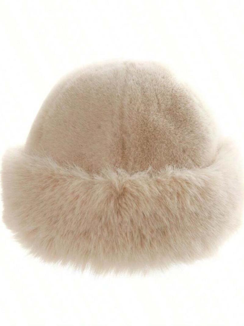 Women's Elegant Solid Color Bucket Hat, 2025 New Style Trendy Fuzzy Warm Hat, Chic All-match Girls Accessories for Fall & Winter Outfit Matching Beanie Fitted