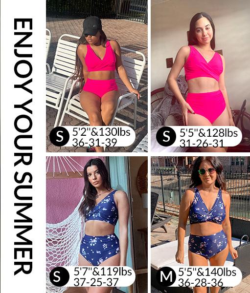 Yonique High Waisted Two Piece Swimsuit-Womens Bikini Set Tummy Control Bathing Suit Modest Full Coverage Bikini