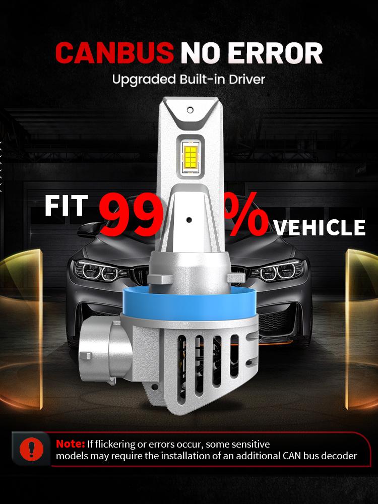 2pcs H1 H7 H4 H11 9005 HB3 9006 HB4 LED Headlight Bulb 50000LM Super Bright CANBUS Led Automobile Lamps Plug And Play Turbo Fan Diode Car Lights 6000K 12V