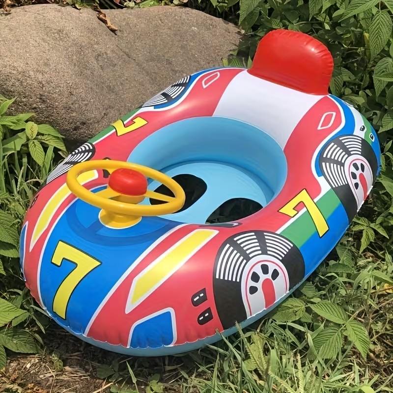 1pc Swimming Ring with Steering Handle and Horn, Racing Theme, Inflatable Water Seat, PVC Material, Perfect for Fun in the Pool