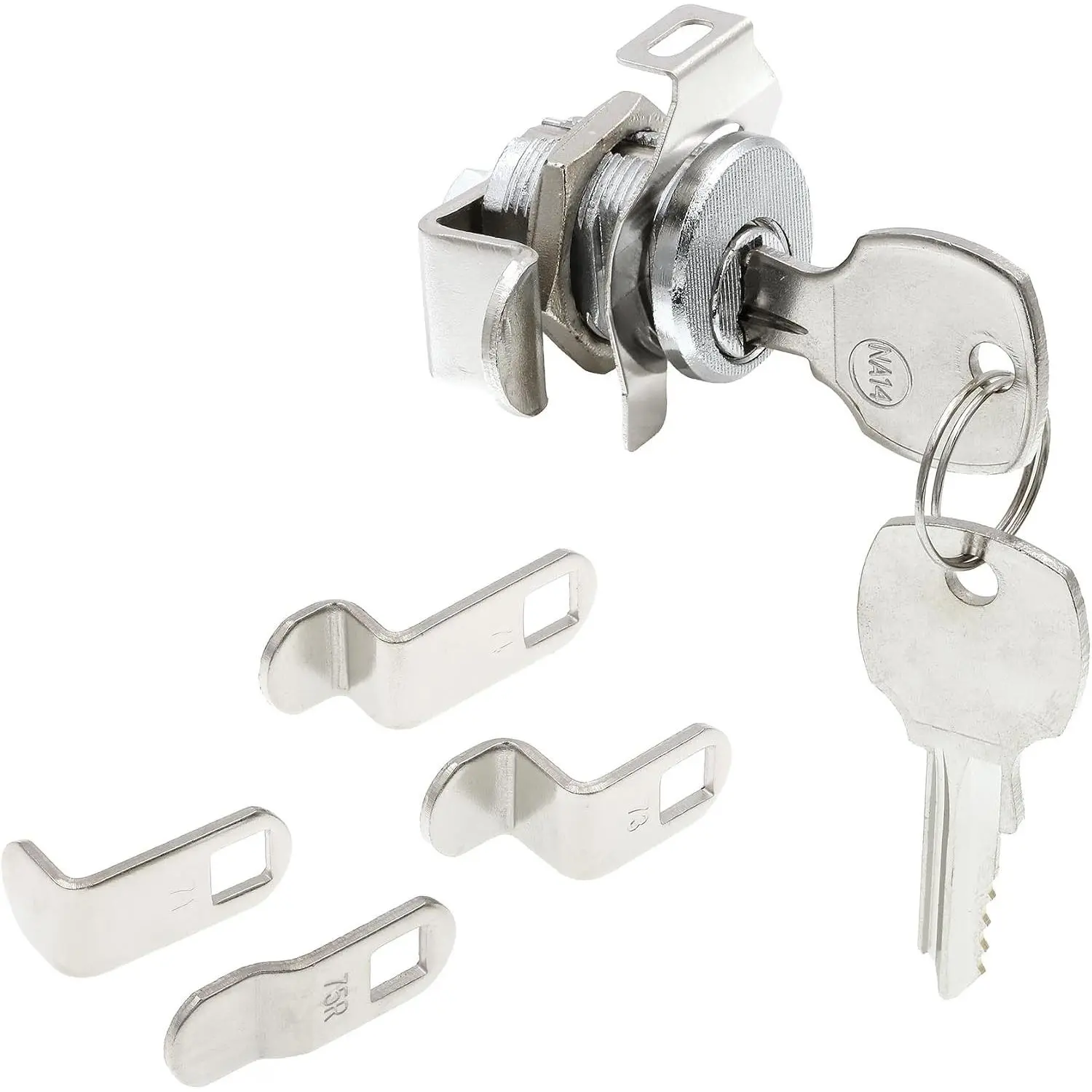 S 4573 Mailbox Lock Replacement, Universal Fit for Multiple Brands, NA-14 Keyway, Counter-Clockwise 90° Rotation, Nickel Finish, 1 SetGift