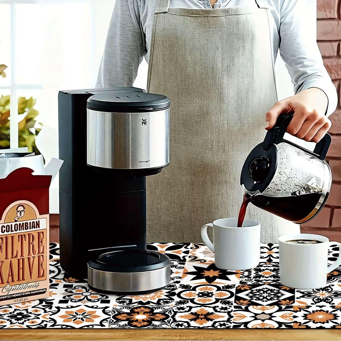 Multi-Functional Table Mat, Floral Grid Print Rubber Coaster, Easy Clean, Water Absorbent, Non-Slip, Durable, Ideal for Kitchen and Bedroom