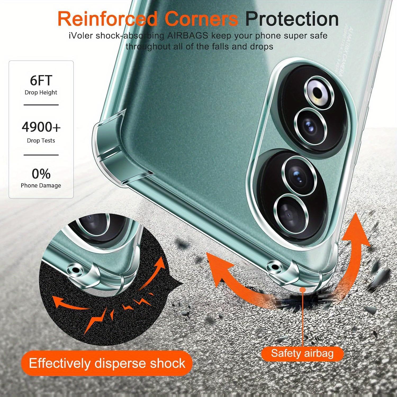 Case for Honor 90 Pro, Clear Phone Case with Reinforced Corners Camera Protection Bumper Slim Fit Shockproof Flexible TPU Case, Transparent