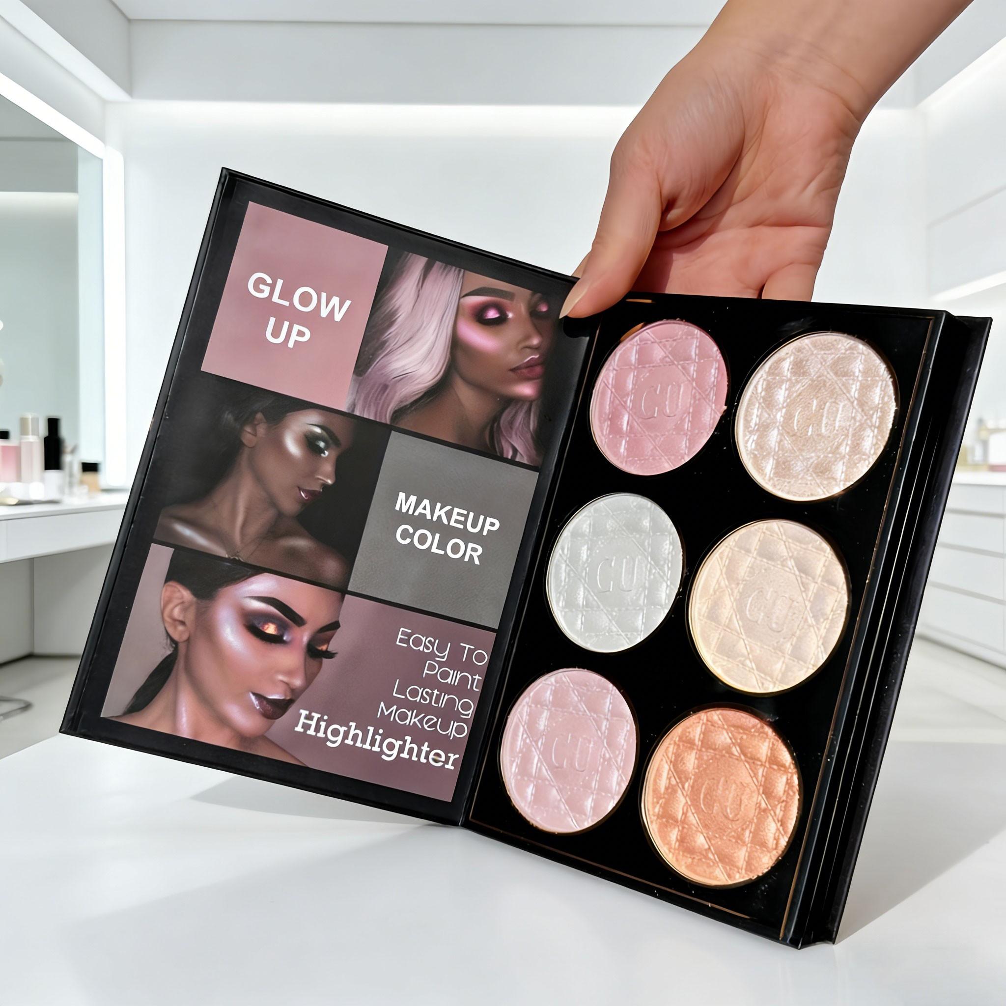 Book Style Makeup Book + Brush Set, Makeup Palette Set, Includes Eyeshadow, Blush, Contour, Highlight, Long-Lasting Easy Application, Perfect Gift for Valentine's Day/birthday