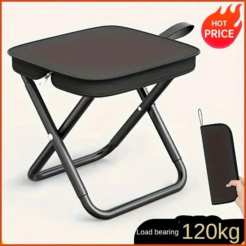 Portable Folding Stool with Handle, Outdoor Camping Fishing Stool, Zipper Stool for Outdoor