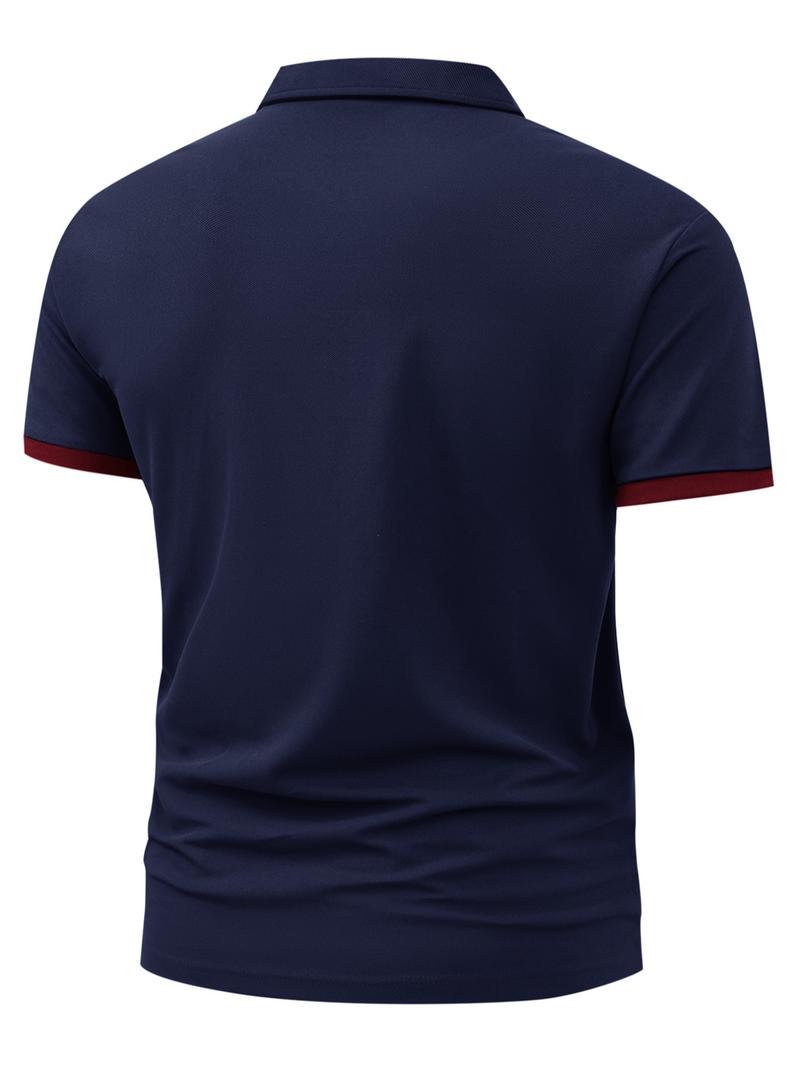 Men's Regular Fit Letter Print Polo Shirt, Casual Design Comfy Collared Top for Summer, Fashion Men's Clothes for Daily Wear, Shortsleeve Menswear, Casual Golf Polo, Breathable Menswear, Golf Polo Shirts