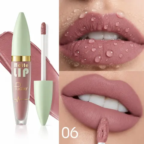 Matte Lip Gloss, Liquid Lipstick, Velvet Nude Lip Color, Long-Lasting Waterproof, 12 Shades, Rich Pigment, Single Item, Lip Cosmetic
