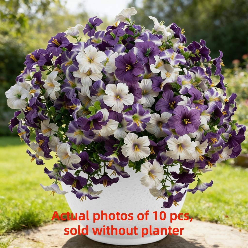 Artificial Potted Plant, 10pcs Faux Flower with UV Protective Function, Decorative Flower for Outdoor Home Flowerpot Porch Terrace Decoration #GLOBAL PICKS