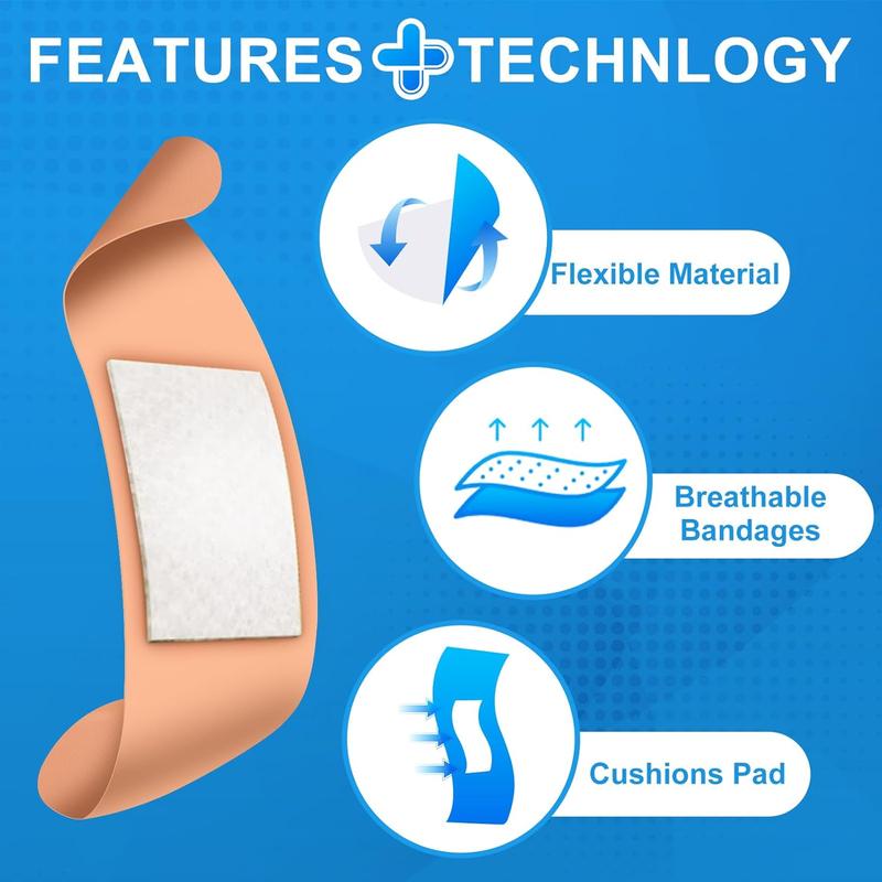 80&160 - Pack PE Flexible Adhesive Bandages, All - in - One Waterproof and Superbly Breathable Bandages with Cushioned Pad for Wound Care, Variety Pack with Finger & Knuckle Bandages