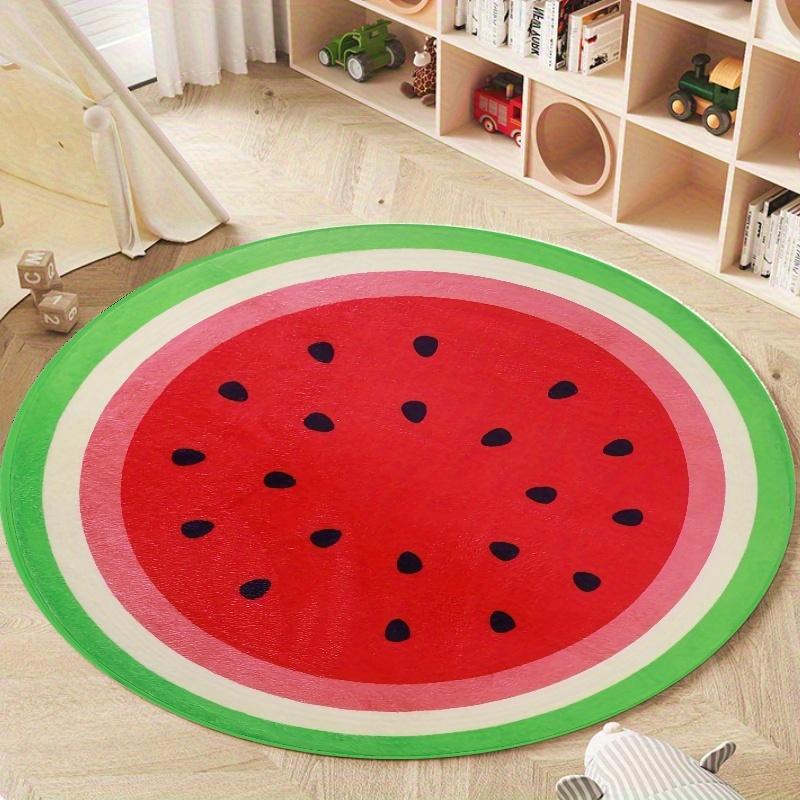 1pc Circular Rug 3ft Watermelon Pattern, Non-Slip Velvet Mat, 850g/m², Living Room/bathroom/bedroom/camping/picnic/yoga, Indoor Outdoor Use, Artistic Design