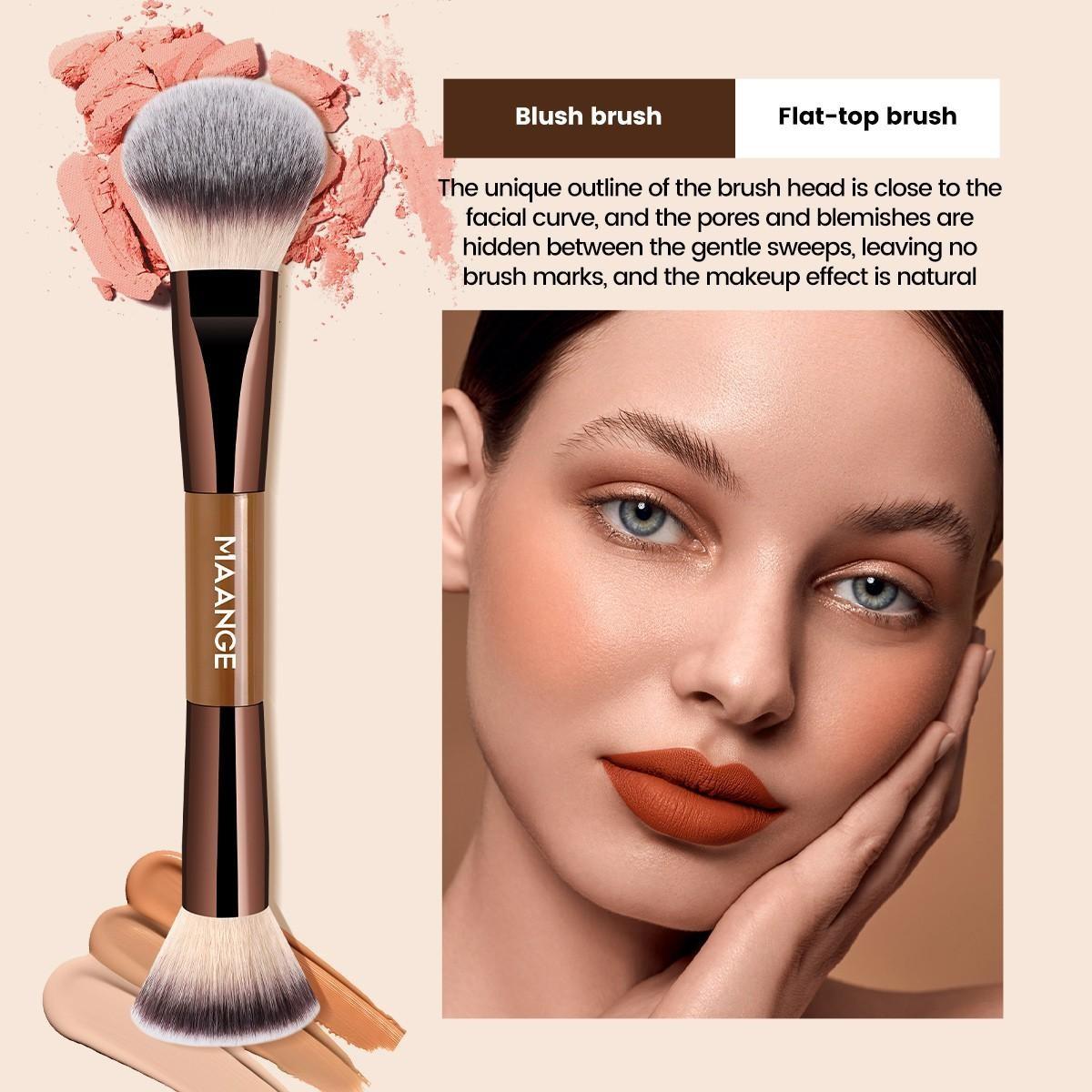 Maange 6-Piece Dual-Ended Makeup Brush Set, Foundation Brush, Blush Brush, Loose Powder Brush, Eyeshadow Brush, Ideal for Beginners