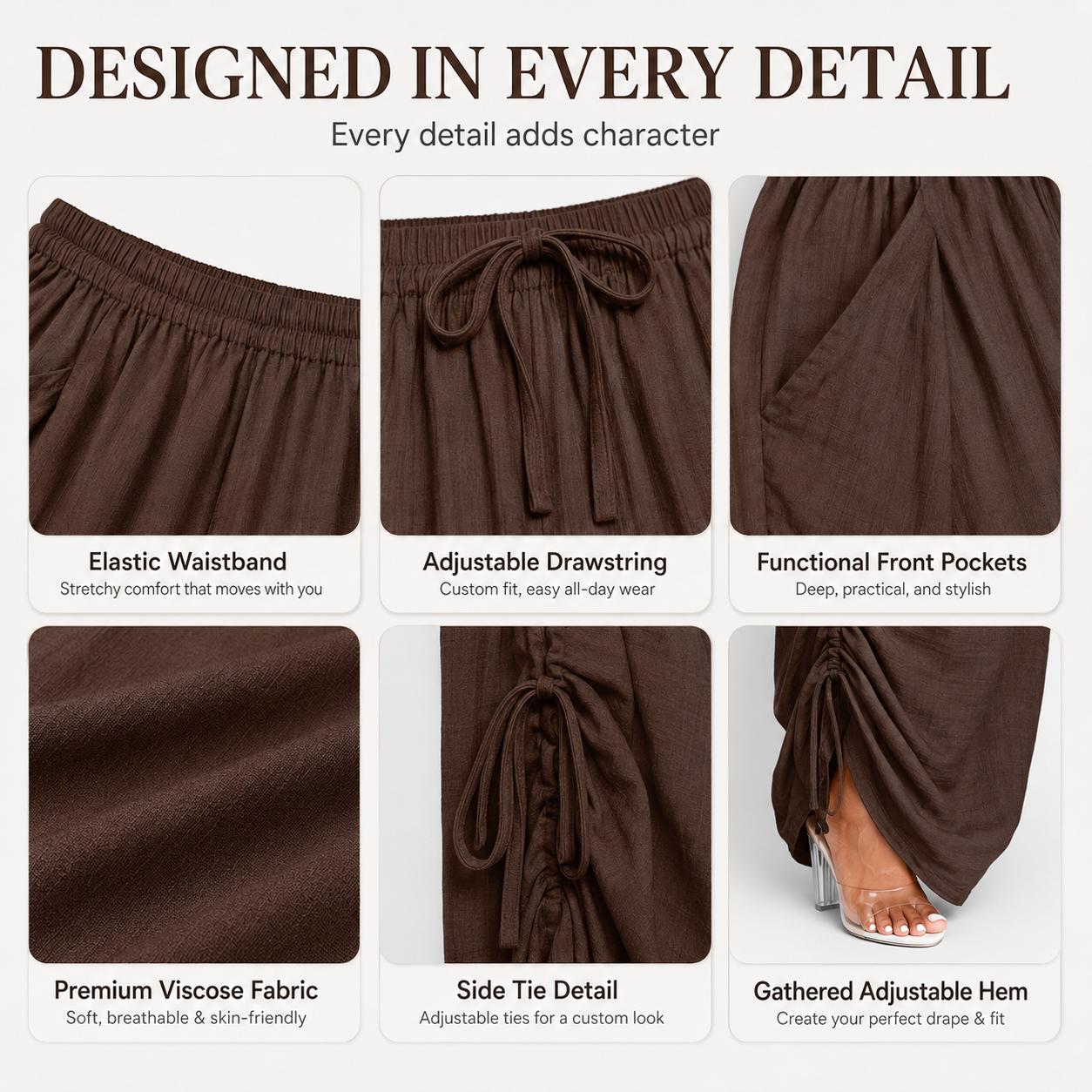 Women's Casual Loose-Fit Wide Leg Pants, All-Season Woven Fabric, Long Plain Design, Daily Commute & Vacation Wear