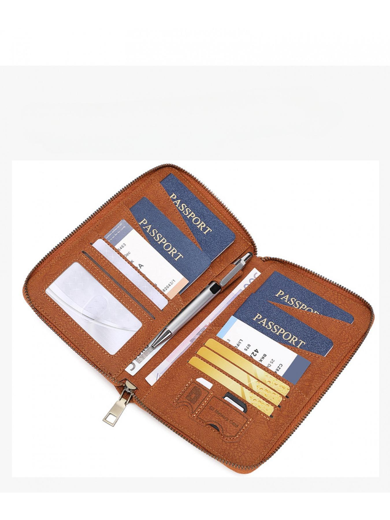 Multi-Functional Travel Document Organizer - RFID Blocking Long Zippered Passport Wallet, Passport Cover, Ticket & ID Storage Bag, Travel Document Holder