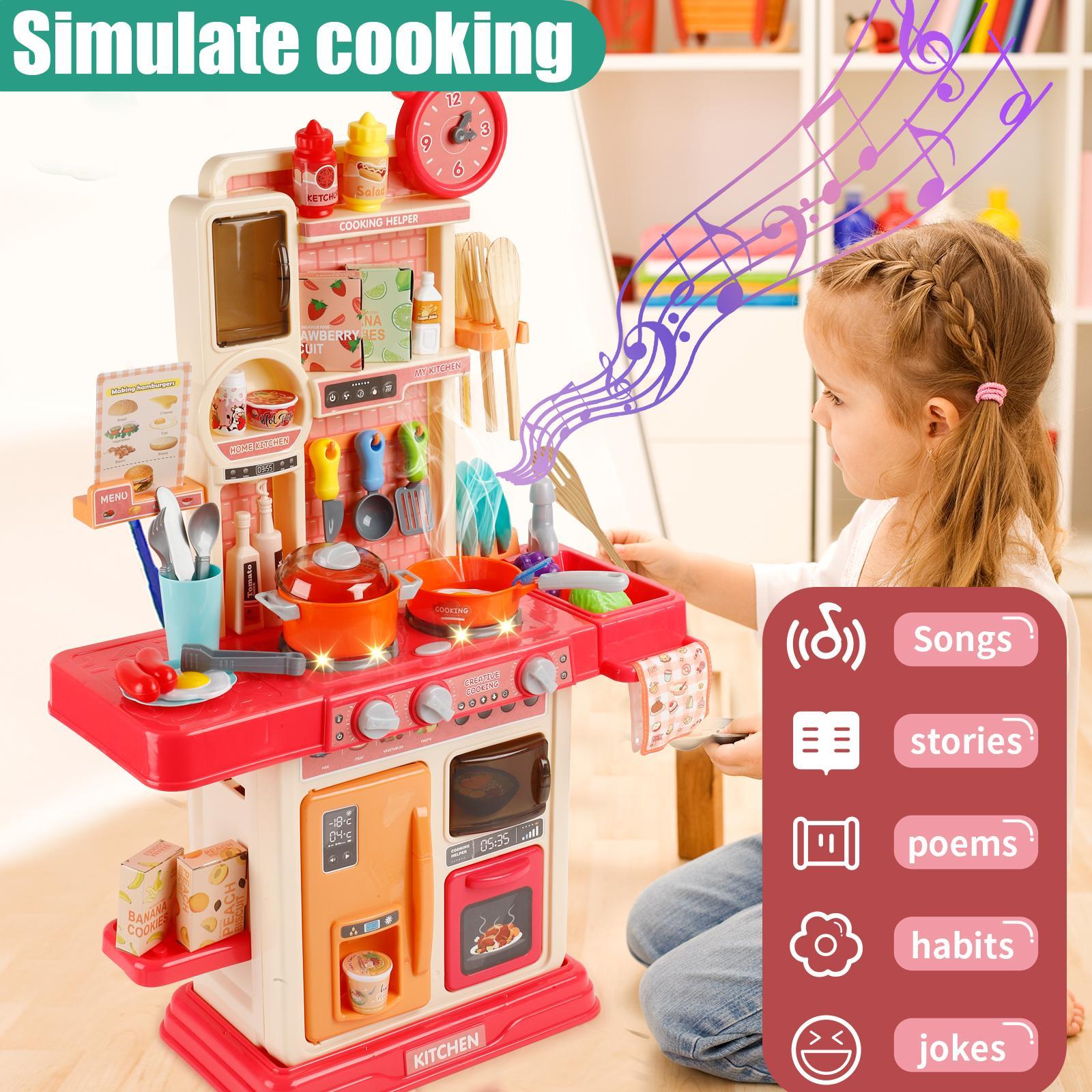 Kids Pretend Play Kitchen Set 45PCS – Cooking Toy with Steam Effect, Lights & Sounds, Play Sink, Interactive Role Play Playset, Montessori STEM Educational Toy, Screen-Free Imagination Play for Toddlers Boys Girls Indoor Fun Kids Pretend Play Kitchen Set 45PCS – Cooking Toy with Steam Effect, Lights & Sounds, Play Sink, Interactive Role Play Playset, Montessori STEM Educational Toy, Screen-Free Imagination Play for Toddlers Boys Girls Indoor Fun