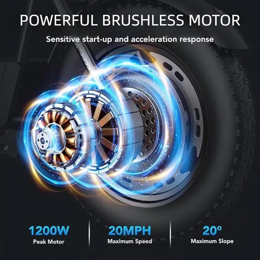 Caroma Peak 1200W Electric Scooters with Seat for Adults, 16" Fat Tire for All-Terrain, 30Miles Max Range, 20mph Top Speed, Commuter Ebike for Adults&Teens, Motorcycle Style with Carry Basket