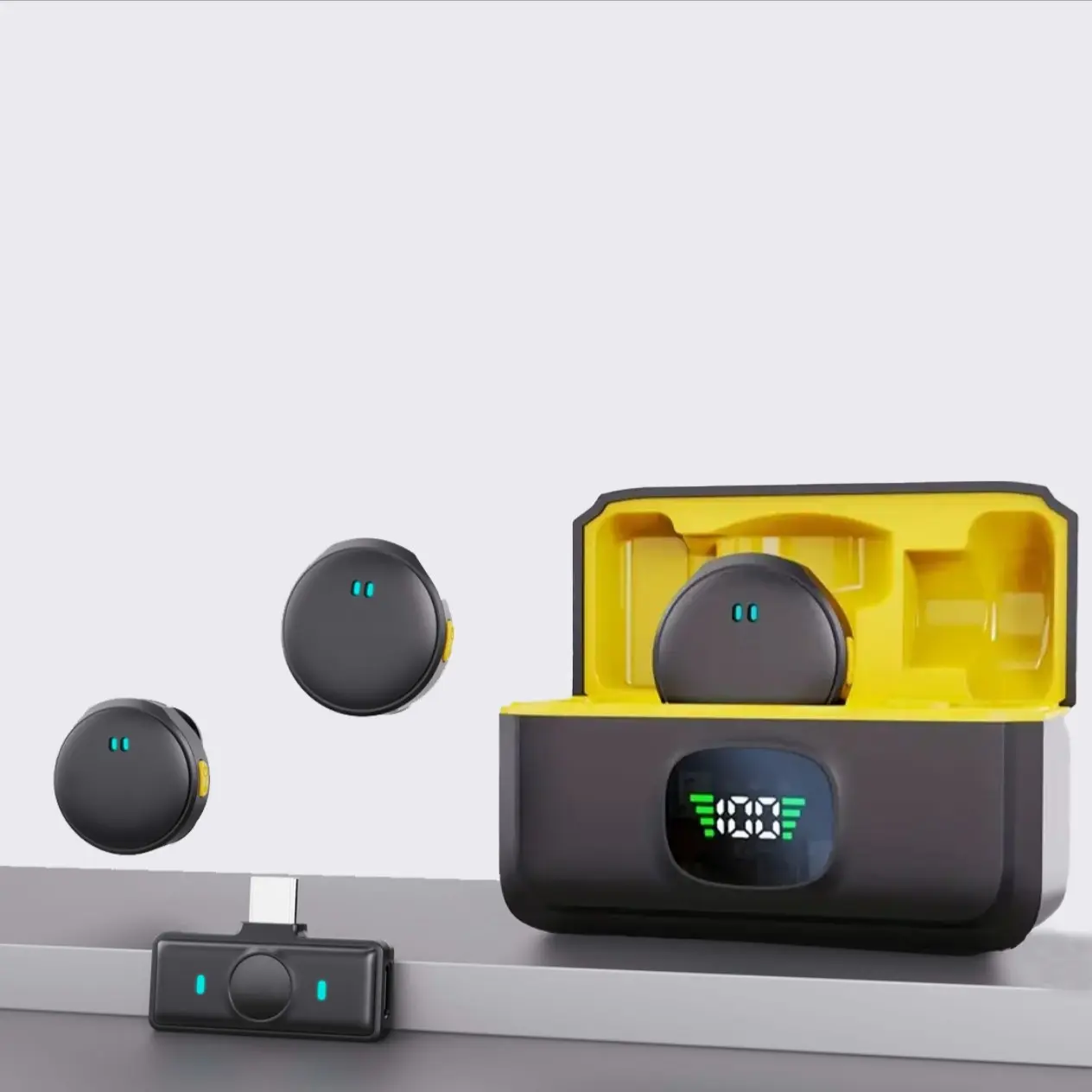 New Wireless Magnetic Microphone, Smart Noise Reduction, Plug-And-Play, Instant Mute, Rechargeable Battery,  Reverb, Compact Design