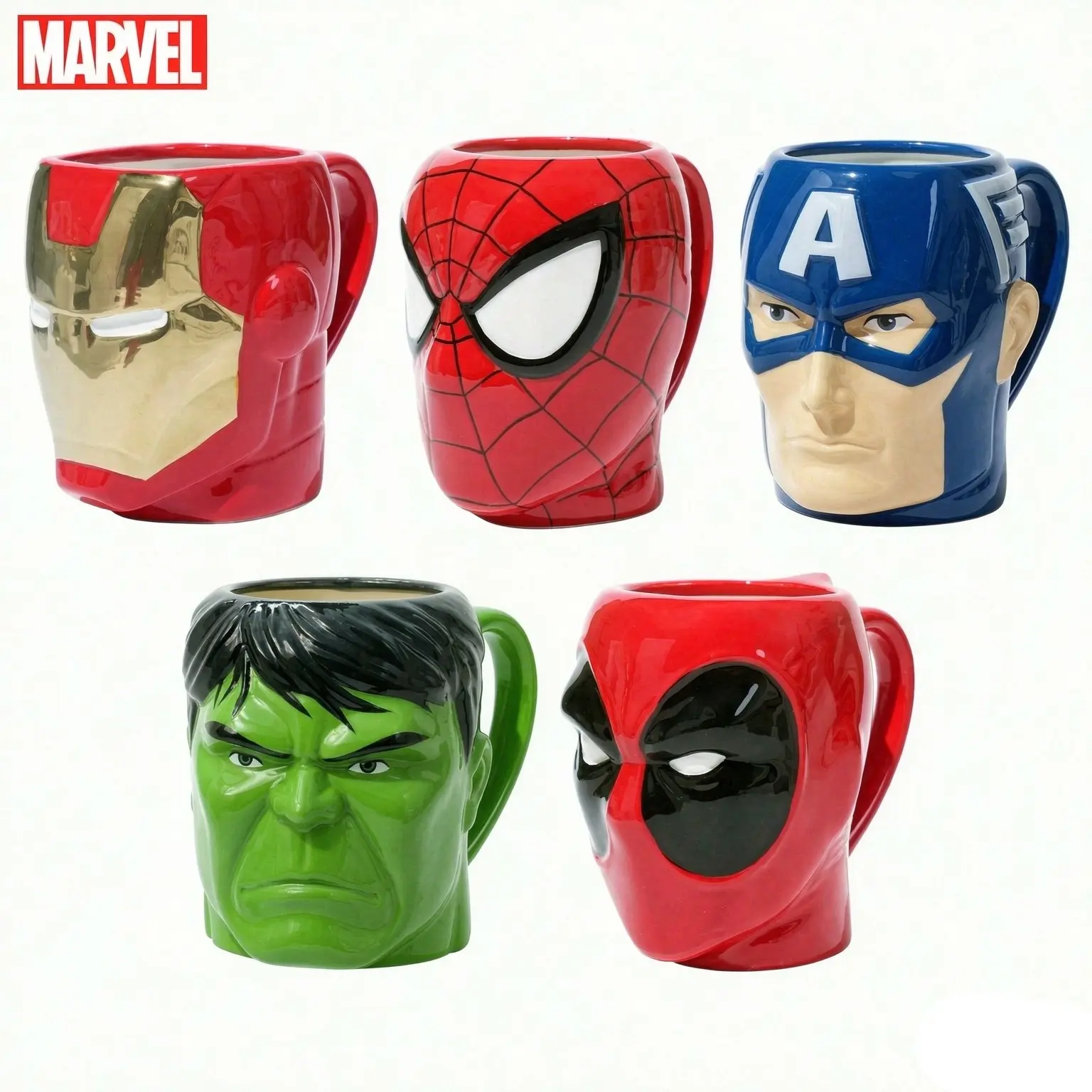 Marvel Licensed Ceramic Mug, Spiderman Captain America Hulk Deadpool Print, Coffee Cup for Home Office, Perfect Birthday Gift