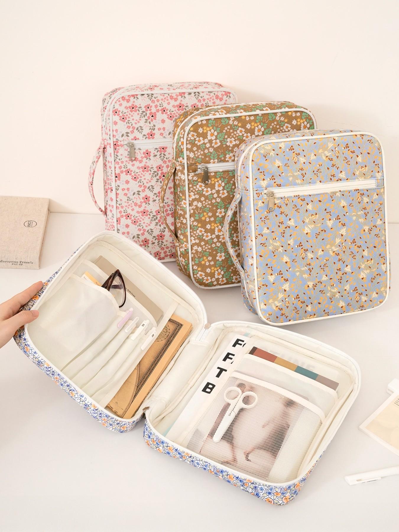 1pc Large Size Women's Bible Cover, Quilted Cute Bow Pattern Bible Case, Spacious Portable Dust-Proof Book Sleeve, Floral Pattern Bible Storage Bag, With Quilted Handle, Zipper Pocket, Essential For Bible Study, Teacher's Day Gift, Back To School Gift, Cu