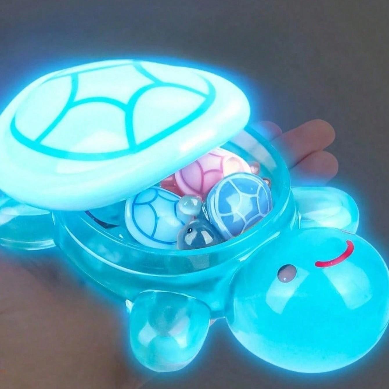 Glowing Large Turtle Decor, 15 Small Turtles Included, Unique Handmade Storage Box, Party Gift, Home Decoration, No Power Needed